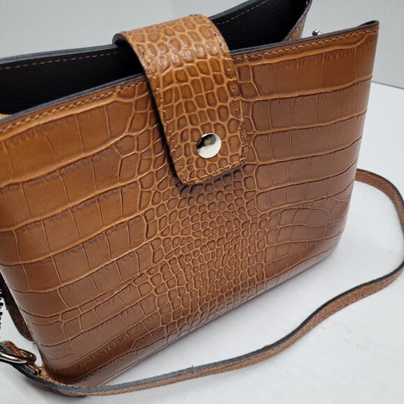 Anna Morellini Leather Handbag Olivia Model 189446 Honey Color Crossbody Purse - Picture 9 of 10